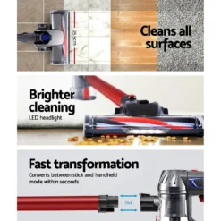 Devanti Cordless Handheld Vacuum Cleaner Stick Handstick Bagless Car 2-Speed LED Headlight (Red) 11 Devanti Cordless Handheld Vacuum Cleaner Stick Handstick Bagless Car 2-Speed LED Headlight (Red) -Outdoor Equipment Sales Shop 18Eo09KjM FFnqEtobGhneDv4