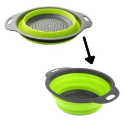 BR Round Draining Basket Collapsible Silicone Kitchen Strainer Colander Folding Filter