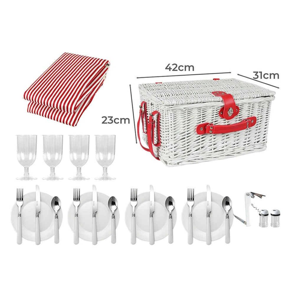 Traderight Group Picnic Basket Set Baskets 4 Person Wicker Outdoor Insulated Cooler Bag Blanket 3 Traderight Group Picnic Basket Set Baskets 4 Person Wicker Outdoor Insulated Cooler Bag Blanket - Image 3