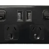 Double Pole Double Usb Power Point Black 10amp