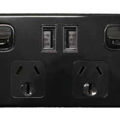 Double Pole Double Usb Power Point Black 10amp