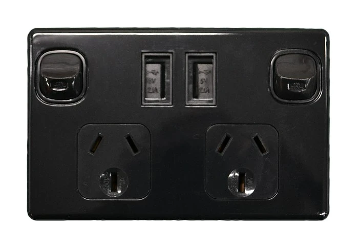 Double Pole Double Usb Power Point Black 10amp 1 Double Pole Double Usb Power Point Black 10amp
