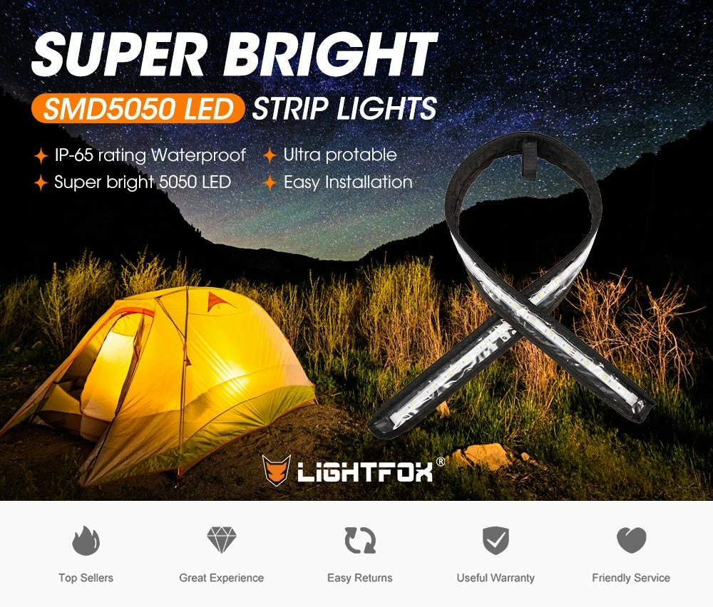Led Flexible Camping Strip Light 5050 SMD 12V 1.3M 2 Colours 2 Led Flexible Camping Strip Light 5050 SMD 12V 1.3M 2 Colours - Image 2