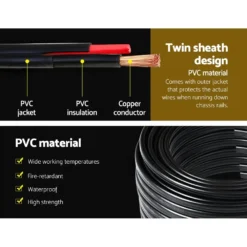 Giantz 3MM 17AWG Electrical Cable 100M Length Twin Core Cables Extension Caravan 450V 2 Sheath -Outdoor Equipment Sales Shop 6HRBIE267BtzsweJ25roTFhtg
