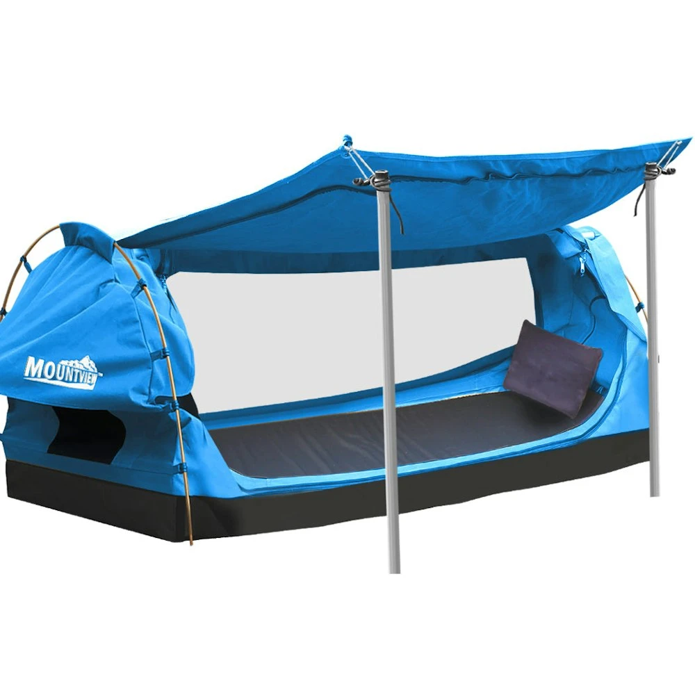 Mountview Double Swag Camping Swags Canvas Dome Tent Free Standing Navy 1 Mountview Double Swag Camping Swags Canvas Dome Tent Free Standing Navy