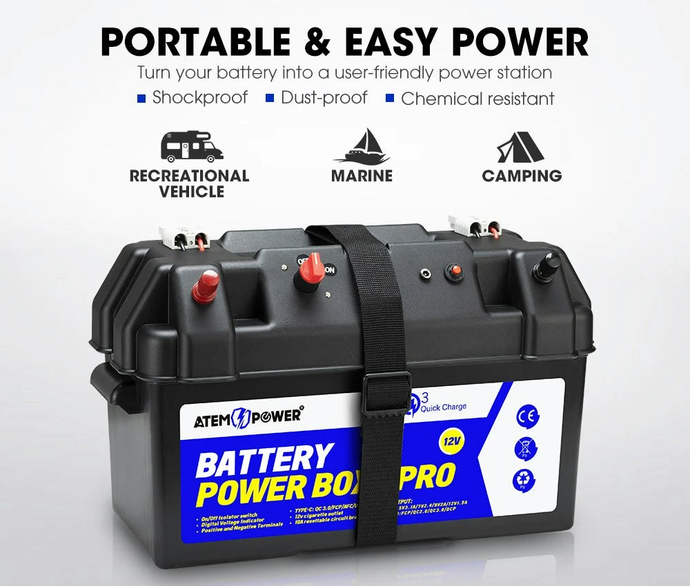 Battery Box 12V Quick Charge Portable Deep Cycle AGM Large Marine USB 3 Battery Box 12V Quick Charge Portable Deep Cycle AGM Large Marine USB - Image 3