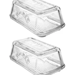 2x Kilner Glass Butter Dish Dishwasher Microwave Safe Container Tableware