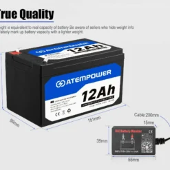 Atem Power 12V 12AH AMP Hour Battery AGM W/ Battery Monitor SLA Deep -Outdoor Equipment Sales Shop 8lGenh iASyVCVHt5PasrE6 4