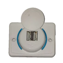White Flush Mount Dual USB 3.1A With Swivel Cover
