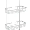 BR 3 Tier Shower Caddy Bath Rack Aluminium Plated Hanging Over Hook Basket - White
