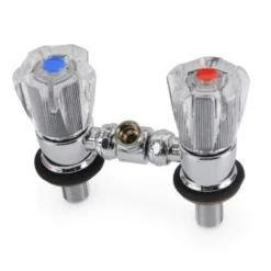 Hot & Cold Shower Mixer Tap Chrome Crystal Handles