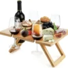 Bamboo Folding Picnic Table, Wine And Snack Table