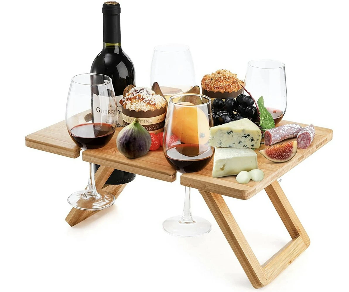 Bamboo Folding Picnic Table, Wine And Snack Table 1 Bamboo Folding Picnic Table, Wine And Snack Table