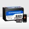 Atem Power 9AH AGM Battery W/ Battery Monitor 12V AMP Lead Acid SLA