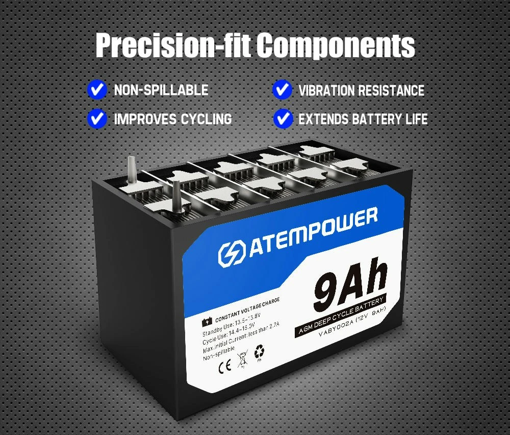 Atem Power 9AH AGM Battery W/ Battery Monitor 12V AMP Lead Acid SLA 7 Atem Power 9AH AGM Battery W/ Battery Monitor 12V AMP Lead Acid SLA - Image 7