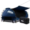 Weisshorn Swag King Single Camping Swags Canvas Free Standing Dome Tent Dark Blue W/ 7CM Mattress