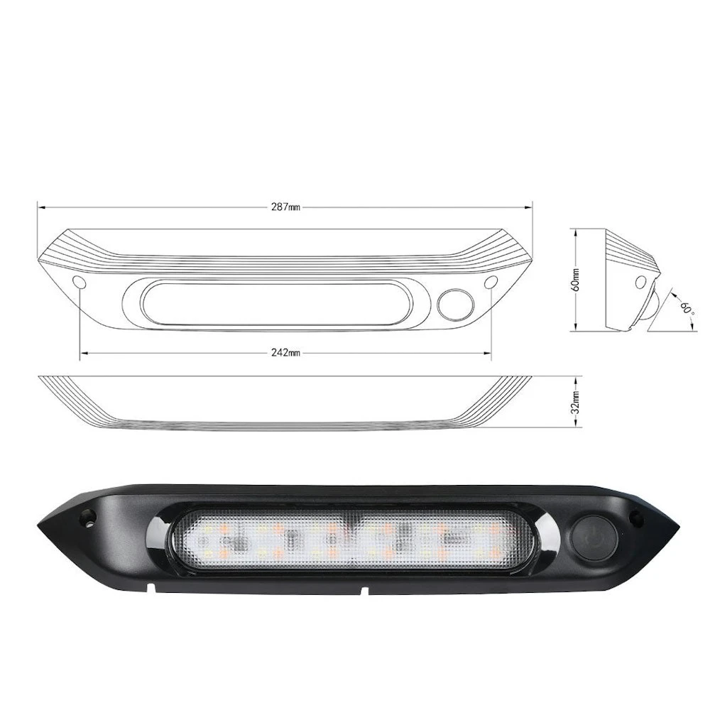 Manan Dual LED Awning Light 12V Amber IP67 Waterproof Caravan Accessories 287mm 3 Manan Dual LED Awning Light 12V Amber IP67 Waterproof Caravan Accessories 287mm - Image 3