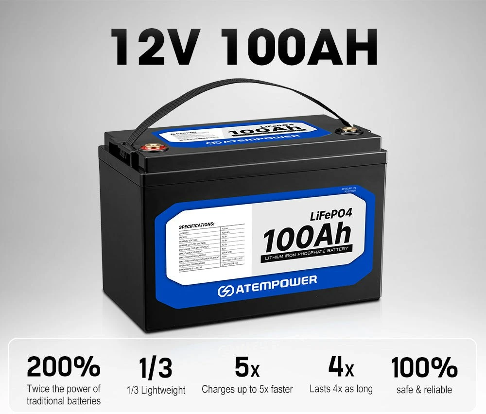 ATEMPOWER 12V 100Ah Lithium LiFePO4 Battery 2 ATEMPOWER 12V 100Ah Lithium LiFePO4 Battery - Image 2