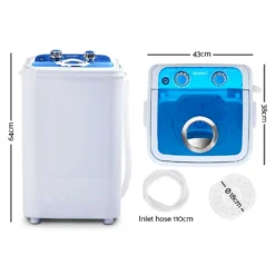 Devanti 4.6KG Mini Portable Washing Machine Outdoor Camping Caravan RV Spin Dry -Outdoor Equipment Sales Shop IrxFsWHS619KhsRbouR08JXfY