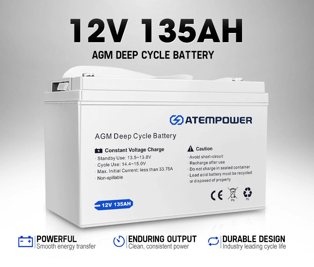 135AH 12V AGM Battery AMP Lead Acid SLA Deep Cycle Battery Dual Solar Power 2 135AH 12V AGM Battery AMP Lead Acid SLA Deep Cycle Battery Dual Solar Power - Image 2