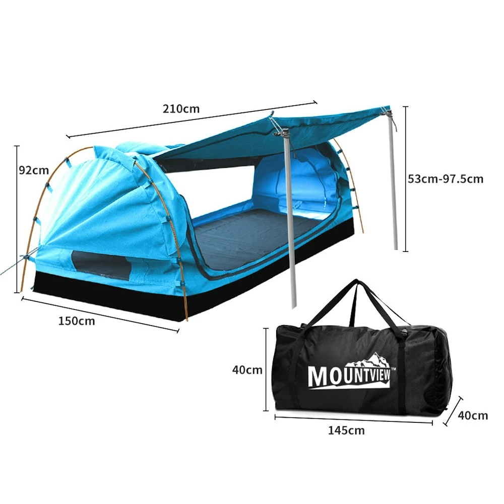 Mountview Double Swag Camping Swags Canvas Dome Tent Free Standing Navy 3 Mountview Double Swag Camping Swags Canvas Dome Tent Free Standing Navy - Image 3