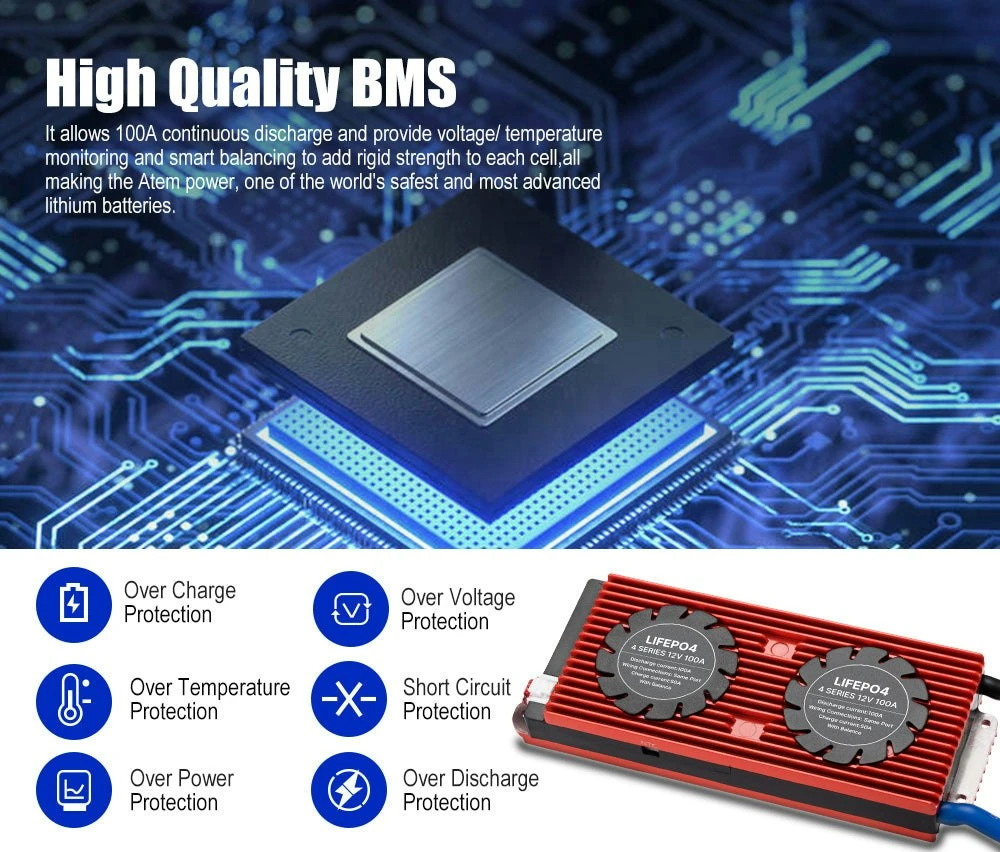 Atem Power 12V 100Ah Lithium Battery LiFePO4 Deep Cycle+Voltage Sensitive Relay 4 Atem Power 12V 100Ah Lithium Battery LiFePO4 Deep Cycle+Voltage Sensitive Relay - Image 4