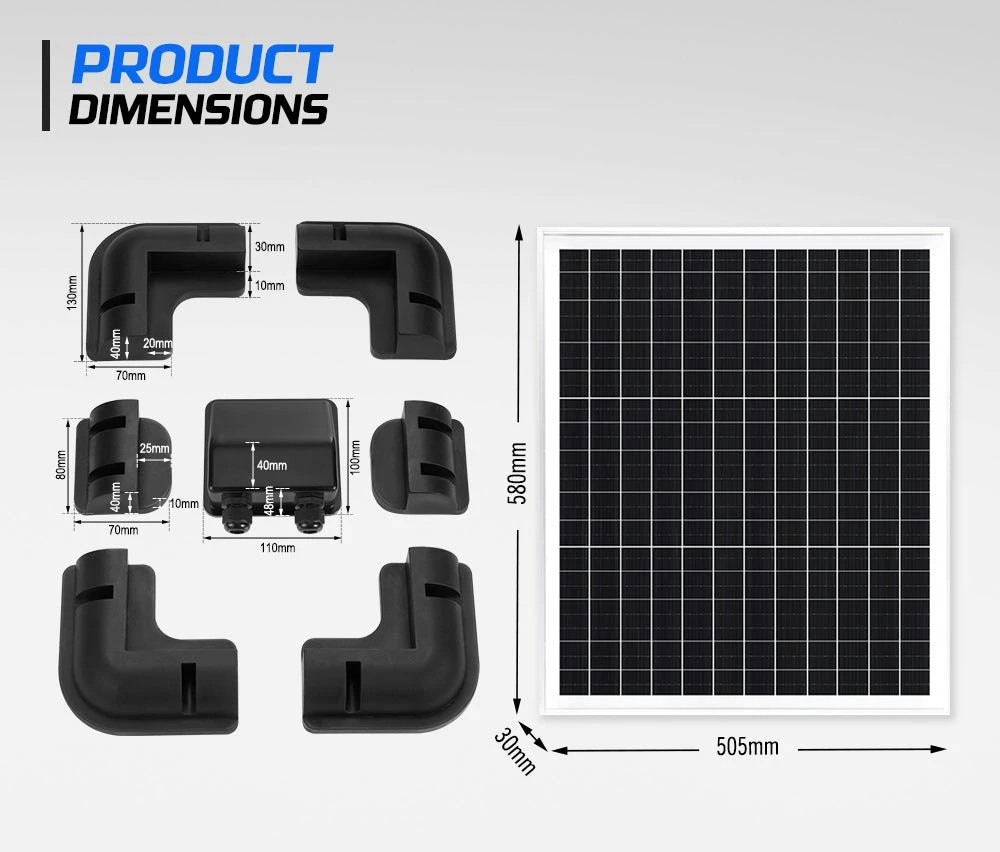 Atem Power 60W 12V Solar Panel Mono Fixed + Solar Mounting Brackets 9 Atem Power 60W 12V Solar Panel Mono Fixed + Solar Mounting Brackets - Image 9