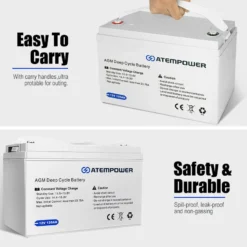 Atem Power 135AH 12V AGM Battery W/ Battery Monitor AMP Lead Acid SLA -Outdoor Equipment Sales Shop MrdPgLF6D 7yf jIheO3OCRvc