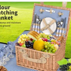 Traderight Group 4 Person Picnic Basket Baskets Set Outdoor Deluxe Willow Gift Storage Carry Trip -Outdoor Equipment Sales Shop NQ17vhm1T9R3IbqCLEzENnaxk