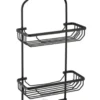 BR 3 Tier Shower Caddy Bath Rack Aluminium Plated Hanging Over Hook Basket - Black