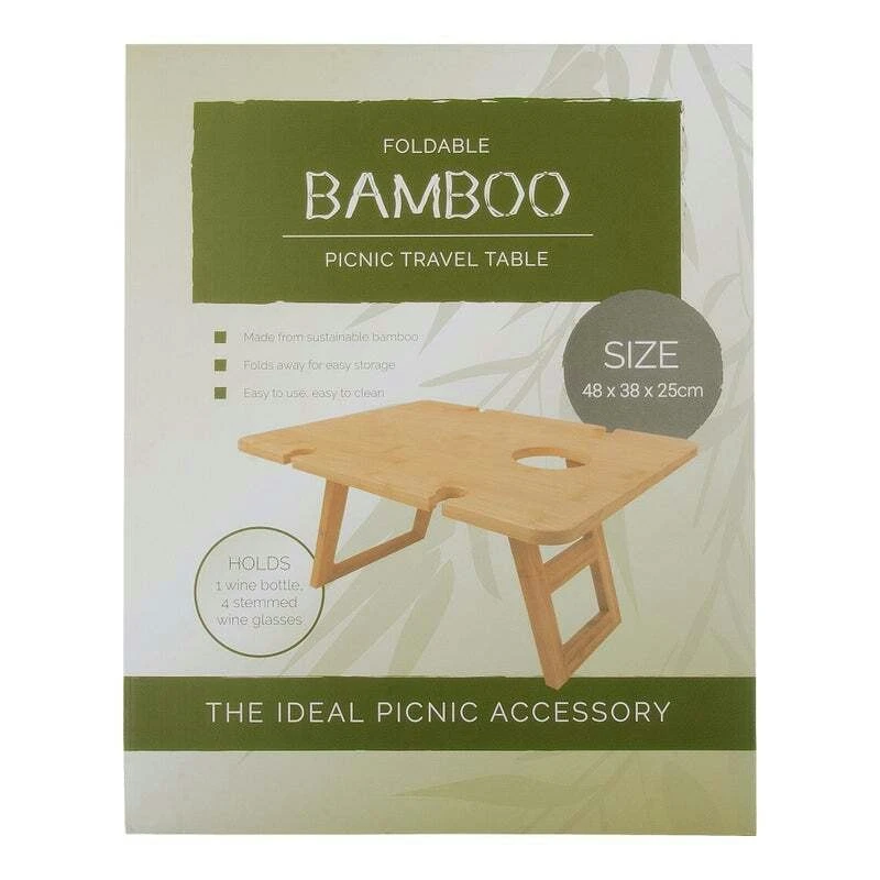 Bamboo Folding Picnic Table, Wine And Snack Table 4 Bamboo Folding Picnic Table, Wine And Snack Table - Image 4