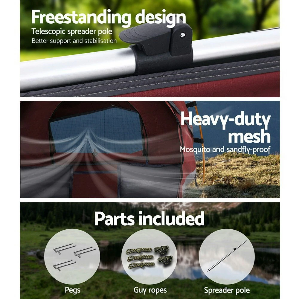 Weisshorn Swag King Single Camping Swags Canvas Free Standing Dome Tent Red W/ 7CM Mattress 5 Weisshorn Swag King Single Camping Swags Canvas Free Standing Dome Tent Red W/ 7CM Mattress - Image 5