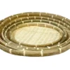 Unique Round Bamboo Food Serving Tray Bowl Dishware Natural Wood - Set Of 5