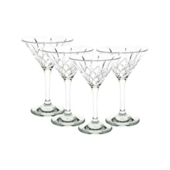 D-Still Unbreakable Diamond Cut Martini Glass 235ml - Set Of 4