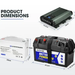 Atem Power 135Ah 12V AGM Deep Cycle Battery + 12V 20A DC To DC Battery Charger + Battery Box -Outdoor Equipment Sales Shop QFbphA k5qZvUozGrmqLsNR70