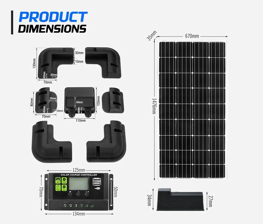 Atem Power 12V 200W Solar Panel Kit Mono Fixed + Solar Mounting Brackets 10 Atem Power 12V 200W Solar Panel Kit Mono Fixed + Solar Mounting Brackets - Image 10