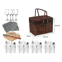 Traderight Group 4 Person Picnic Basket Set Outdoor Baskets Deluxe Willow Gift Storage Carry Trip -Outdoor Equipment Sales Shop QPLQGotW EK3nOkChTRXqWzKs
