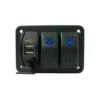 12V 24V 3 Gang Slimline LED Rocker Switch Panel With USB Charger Boat Caravan RV