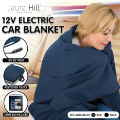Laura Hill Heated Electric Car Blanket 150x110cm 12V - Navy Blue -Outdoor Equipment Sales Shop SXLGBva PCUzBqTfXqpEN3KaQ
