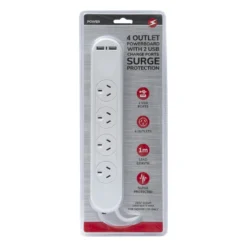 4 Outlet Powerboard With Surge Protection And Dual USB Charger