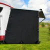 Black Caravan Privacy Screen 1.95 X 2.2M End Wall Or Side Sun Shade Roll Out
