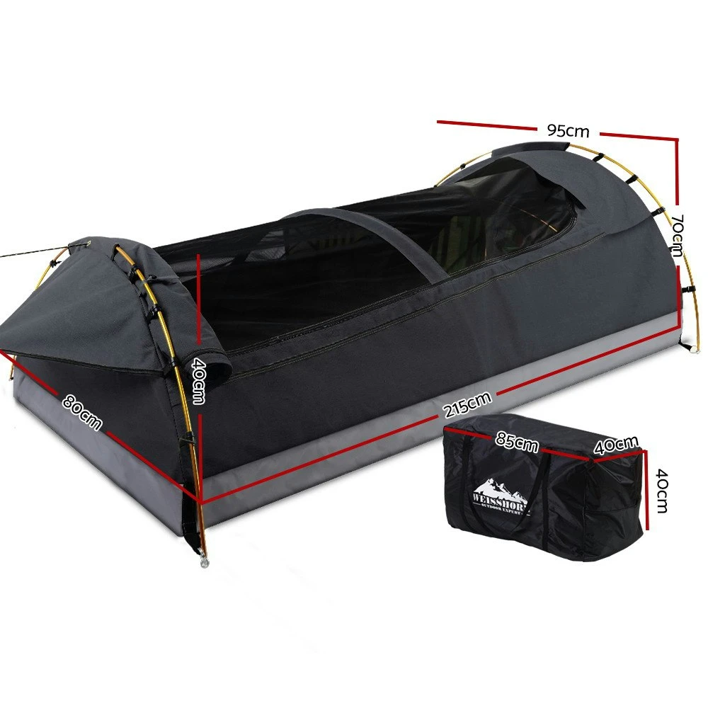 Weisshorn Camping Swags King Single Swag Canvas Tent Deluxe Dark Grey Large 2 Weisshorn Camping Swags King Single Swag Canvas Tent Deluxe Dark Grey Large - Image 2