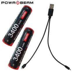 Powa Beam USB 18650 Battery & Charger Kit - 3400mAh