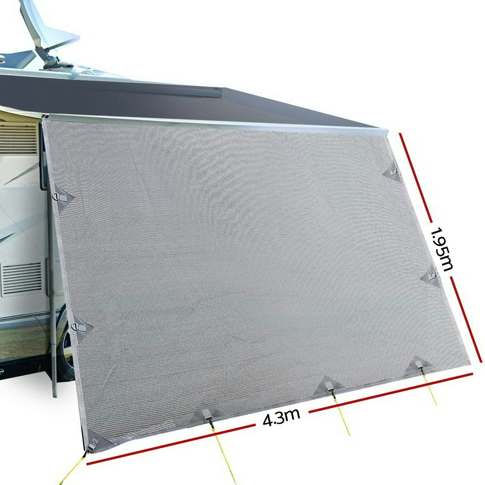 Caravan Privacy Screens Roll Out Awning 4.3X1.95M End Wall Side Sun Shade Screen 2 Caravan Privacy Screens Roll Out Awning 4.3X1.95M End Wall Side Sun Shade Screen - Image 2