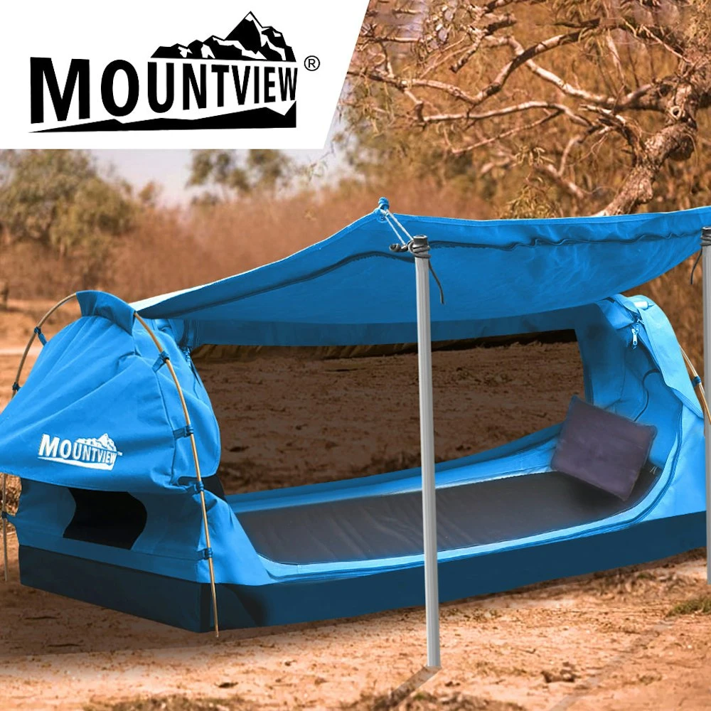Mountview King Single Swag Camping Swags Canvas Dome Tent Free Standing Navy 7 Mountview King Single Swag Camping Swags Canvas Dome Tent Free Standing Navy - Image 7