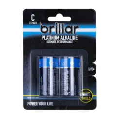 Brillar C Platinum Alkaline Batteries 2pk