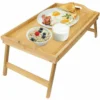 Bamboo Bed Table Breakfast/Snack Serving Tray TV Food Stand With Foldable Legs