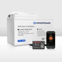 Atem Power 135AH 12V AGM Battery W/ Battery Monitor AMP Lead Acid SLA