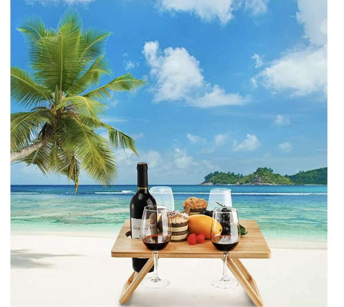 Bamboo Folding Picnic Table, Wine And Snack Table 6 Bamboo Folding Picnic Table, Wine And Snack Table - Image 6