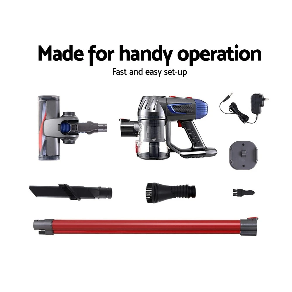 Devanti Cordless Handheld Vacuum Cleaner Stick Handstick Bagless Car 2-Speed LED Headlight (Red) 7 Devanti Cordless Handheld Vacuum Cleaner Stick Handstick Bagless Car 2-Speed LED Headlight (Red) - Image 7